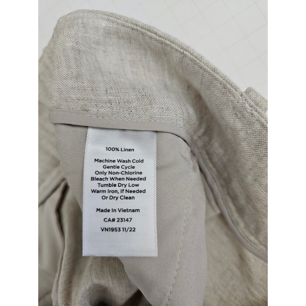 Talbots Bristol Crop Pants Womens 12P Beige 100% Linen Wide Leg Trousers Oatmeal - Picture 8 of 8